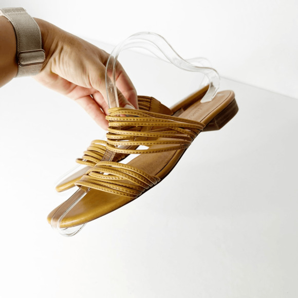 MADEWELL The Meg Slide Sandal in Leather tan strappy AH722 womens US 8 - Picture 4 of 5